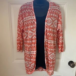 Orange and Cream Patterned Cardigan
